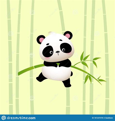 Vector Illustration Cartoon Panda Hanging On The Bamboo Trees Stock