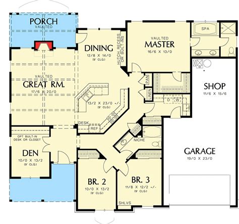 Single Story Home Plan Floor Plan Small House Design