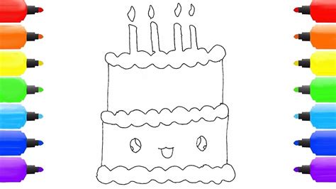 Birthday Cake Drawing Step By Step How To Draw A Birthday Cake Cute