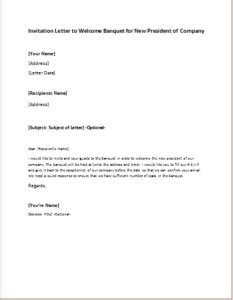 Discuss the purpose and format of a memo. Invitation Letter to Welcome Banquet for New President of Company | writeletter2.com