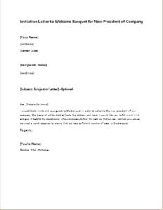 Letter wizard should only be used if you have a basic understand of how to write a business letter. Invitation Letter to Welcome Banquet for New President of ...