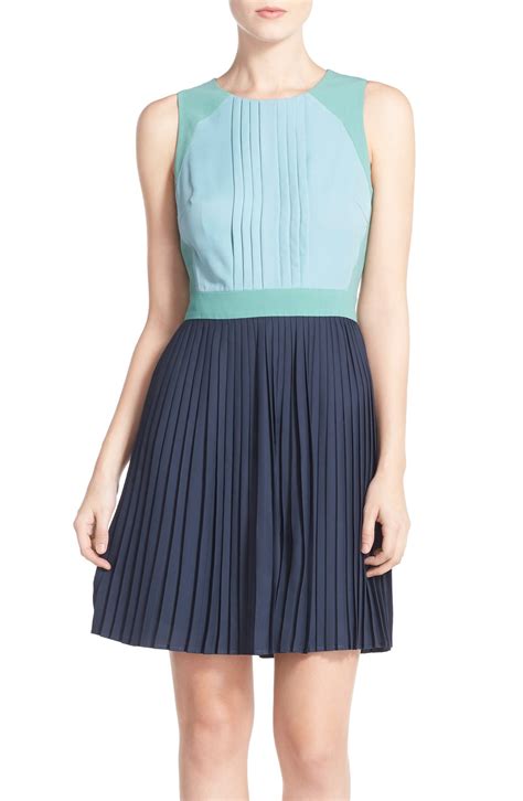 Chelsea28 Colorblock Pleat Fit And Flare Dress Nordstrom