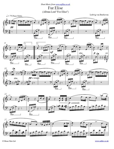 Ludwig Van Beethoven Fur Elise For Piano Solo Download Classical