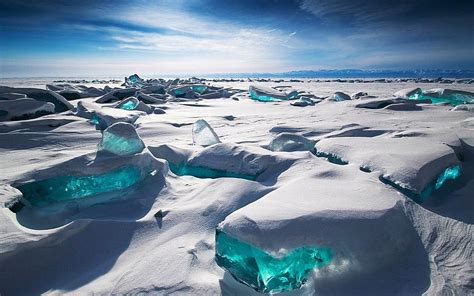 Ice Blue Lake Baikal Siberia Alexey Trofimov Snow Hd Wallpaper