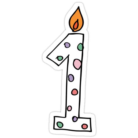 First Birthday Candle Number One Stickers By Wasootch Redbubble