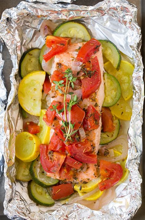 If cooking a light meal is your goal, cooking in a sealed aluminum foil packet is great. Salmon and Summer Veggies in Foil - Cooking Classy