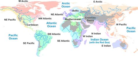Drainage Basins Of The Principal Oceans And Seas Of The World