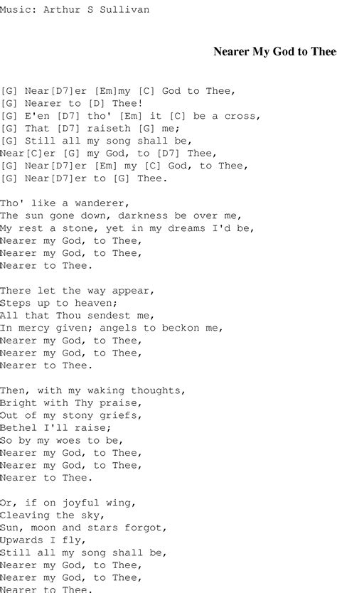 Nearer My God To Thee Christian Gospel Song Lyrics And Chords