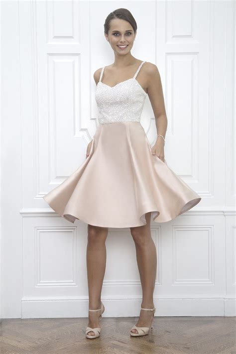 Jane Summers Bridal Collection Short Blush Pink White Ivory Sequin Cocktail Dress Wedding