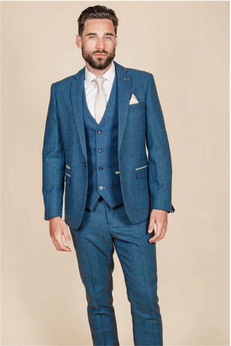Dion Blue Tweed Check 3 Piece Suit Tom Murphys Formal And Menswear
