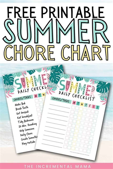Free Summer Chore Chart To Keep Kids Busy And Mom Happy