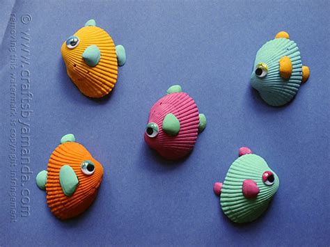 Adorable Seashell Craft Ideas Seashell Fish Craft Red Ted Arts Blog