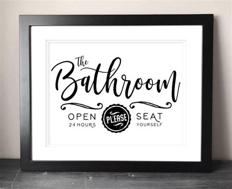 It downloads and prints easily. Farmhouse Bathroom Sign Printable, Funny Bathroom Printable Art, Vintage Style Restroom Art or ...
