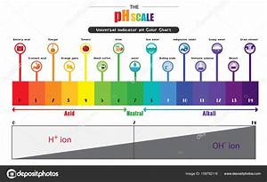The Ph Scale Universal Indicator Ph Color Chart Diagram Stock Vector
