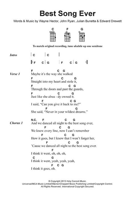 The guitar is a fretted musical instrument that typically has six strings.it is held flat against the player's body and played by strumming or plucking the strings with the dominant hand, while simultaneously pressing selected strings against frets with the fingers of the opposite hand. Best Song Ever by One Direction Ukulele Chords/Lyrics ...