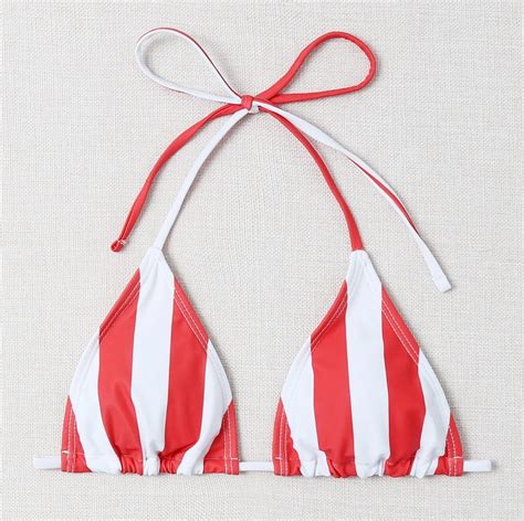 Red And White Stripe Bikinis Bikini Tops Triangle Bikini My XXX Hot Girl