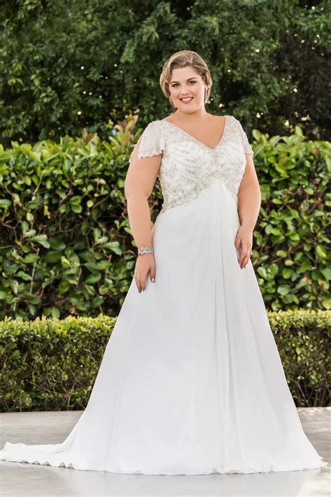 luxury v neck short sleeve white ivory bridal gown a line plus size wedding dress with sleeves