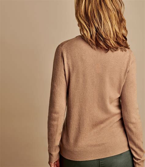 Camel Cashmere And Merino Crew Neck Knitted Jumper Woolovers Uk