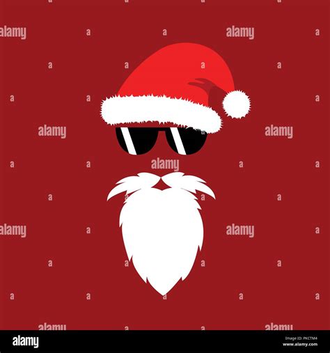Hipster Santa Claus Fashion Mask With Sunglasses Vector Illustartion