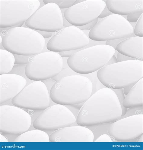 White Pebble Vector Natural Realistic 3d Stones Of Different Shapes