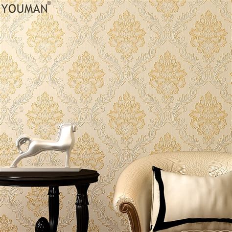 Wallpapers Youman 3d Embossed Flower Wallpaper Vintage Luxury Damask