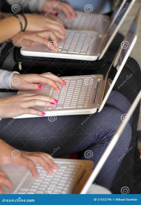 Girls With Laptop Stock Photo Image Of Caucasian Child 21552796