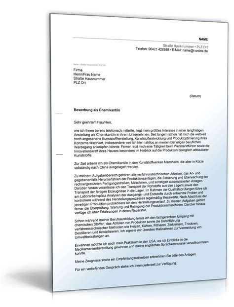 Bitte achten sie darauf, dass manche. Anschreiben Bewerbung Chemikant | Muster zum Download