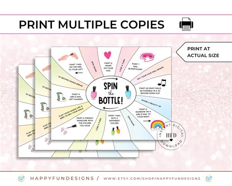 Spin The Nail Polish Game Printable Spin The Bottle Teen Girl Etsy