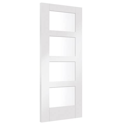 Internal White Primed Shaker 4 Lite Fire Door Clear Glass Deal4doors