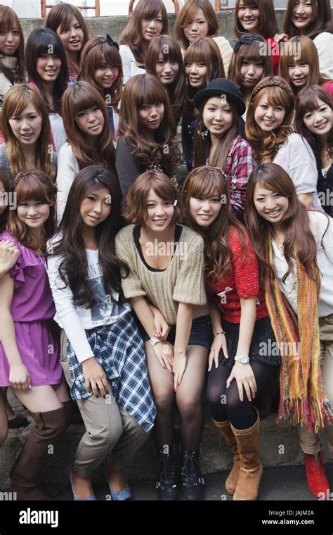 Japan Tokyo Harajuku Group Of Japanese Girls Stock Photo Alamy