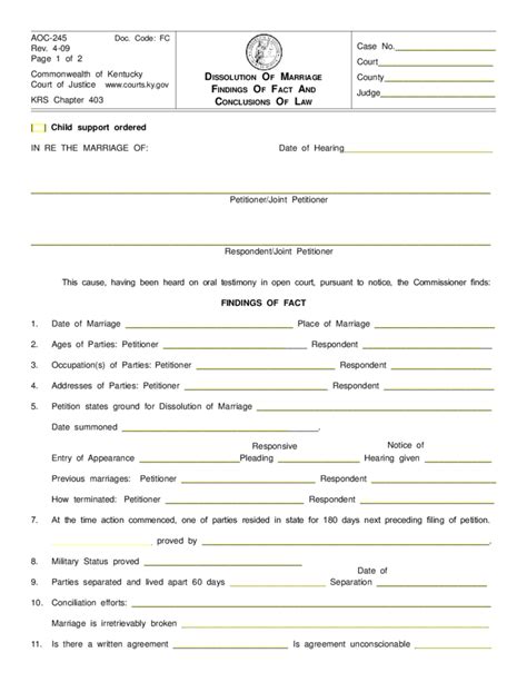 This packet is for use by individuals who are seeking a divorce from a spouse with whom they have minor children (children under 18 or 18 and still in high school). Dissolution of Marriage - Kentucky Free Download