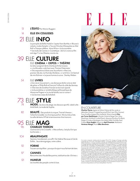 Celebrities Trands Charlize Theron Elle Magazine France May 2016 Issue