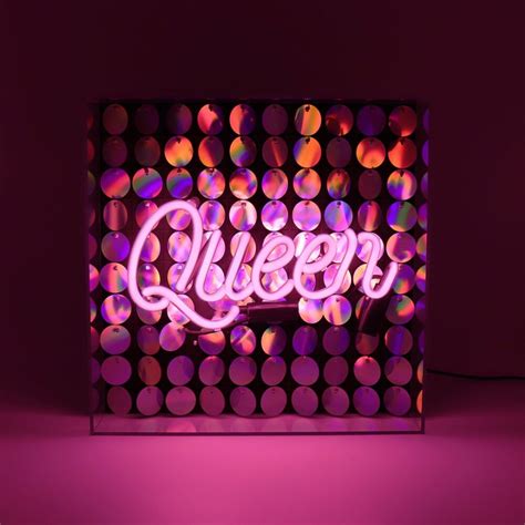 Queen Acrylic Box Neon Light With Sequins