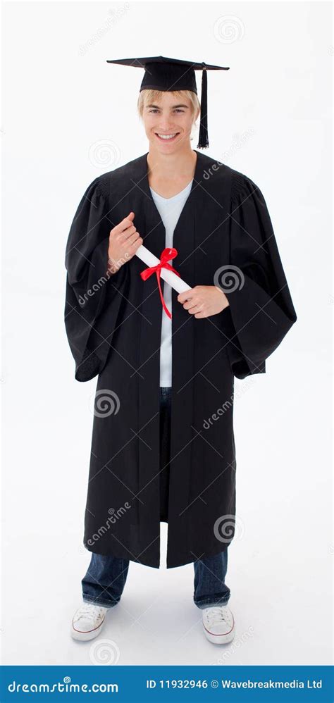 Teen Guy Celebrating Graduation Stock Photo Image Of School Diploma