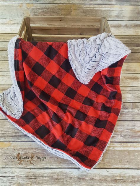 Minky Baby Blanket Red Buffalo Plaid Baby Blanket Lumberjack