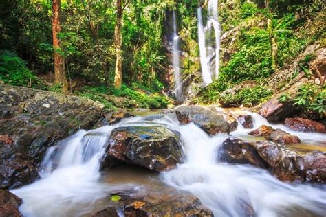 Waterfall In Tropical Rainforest Stock Image Image Of Pool Landscape