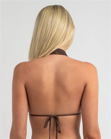 shop kaiami liz sliding triangle bikini top in dark choc fast shipping and easy returns city