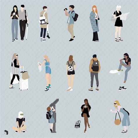 Flat Vector Tourists Illustration | People illustration, Architecture collage, People png