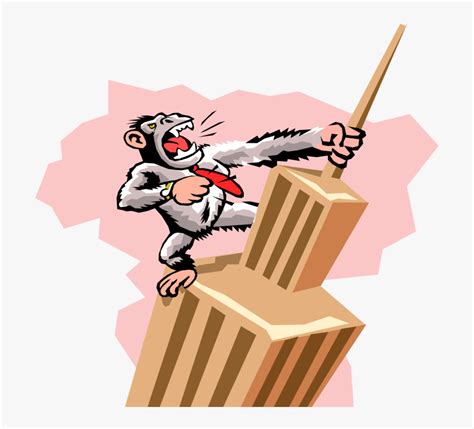 Vector Illustration Of Primate Gorilla King Kong Climbs Cartoon King
