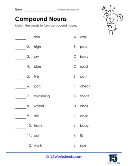 Compound Nouns Worksheets Worksheets