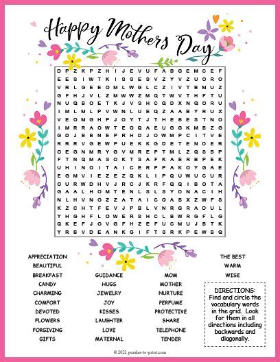 Free Printable Mothers Day Word Search Word Search Summer Words Spring Words Mother S Day