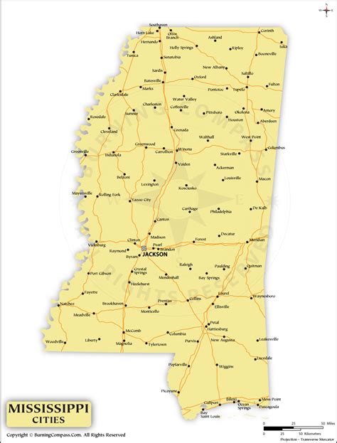 Mississippi State Map Cities