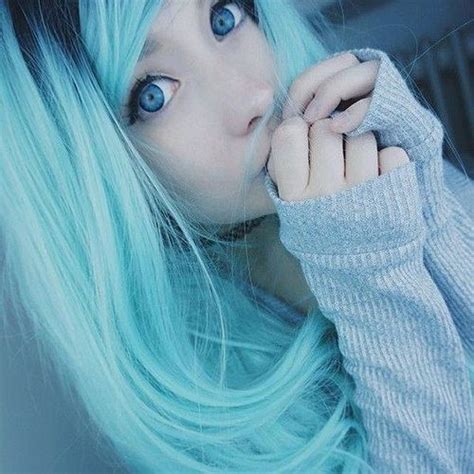 Photo Blue Hair Aesthetic Cute Emo Girls Emo Hair