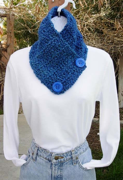 Soft Smooth Bright Royal Blue Neck Warmer Scarf Crochet Knit Aftcra