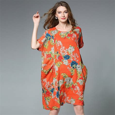 4xl Women Plus Size Summer Dresses European Woman Floral Print Pocket