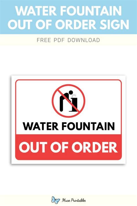 Printable Water Fountain Out Of Order Sign Template Out Of Order Sign