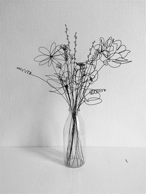 Bouquet 20 Fleurs 2d And 3d En Fil De Fer Recuit Fleur Artificielle