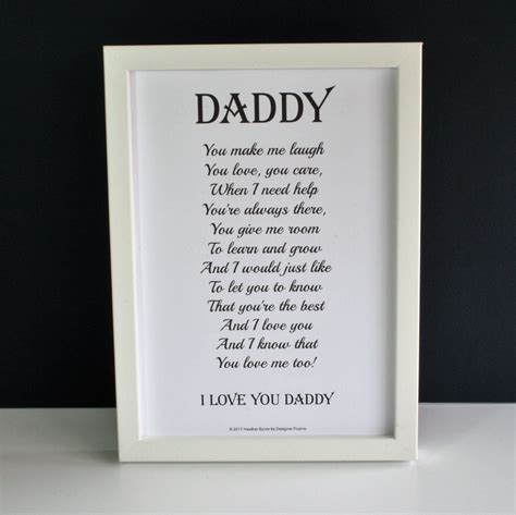 Custom Daddy Fathers Day Poem Print T Etsy Uk Fathers Day Poems