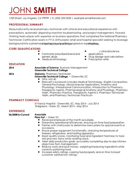 Cv examples see perfect cv examples that get you jobs. Professional entry-level pharmacy technician Templates to ...