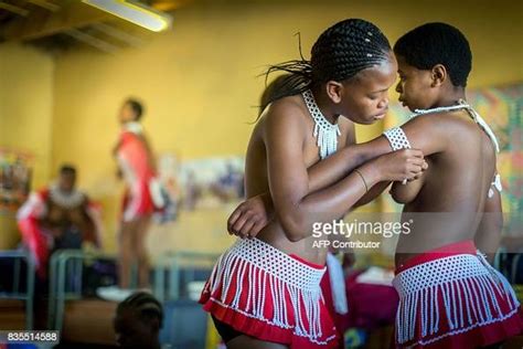 Traditionally Clad Zulu Maidens Prepare To Take Part In The Mini Reed